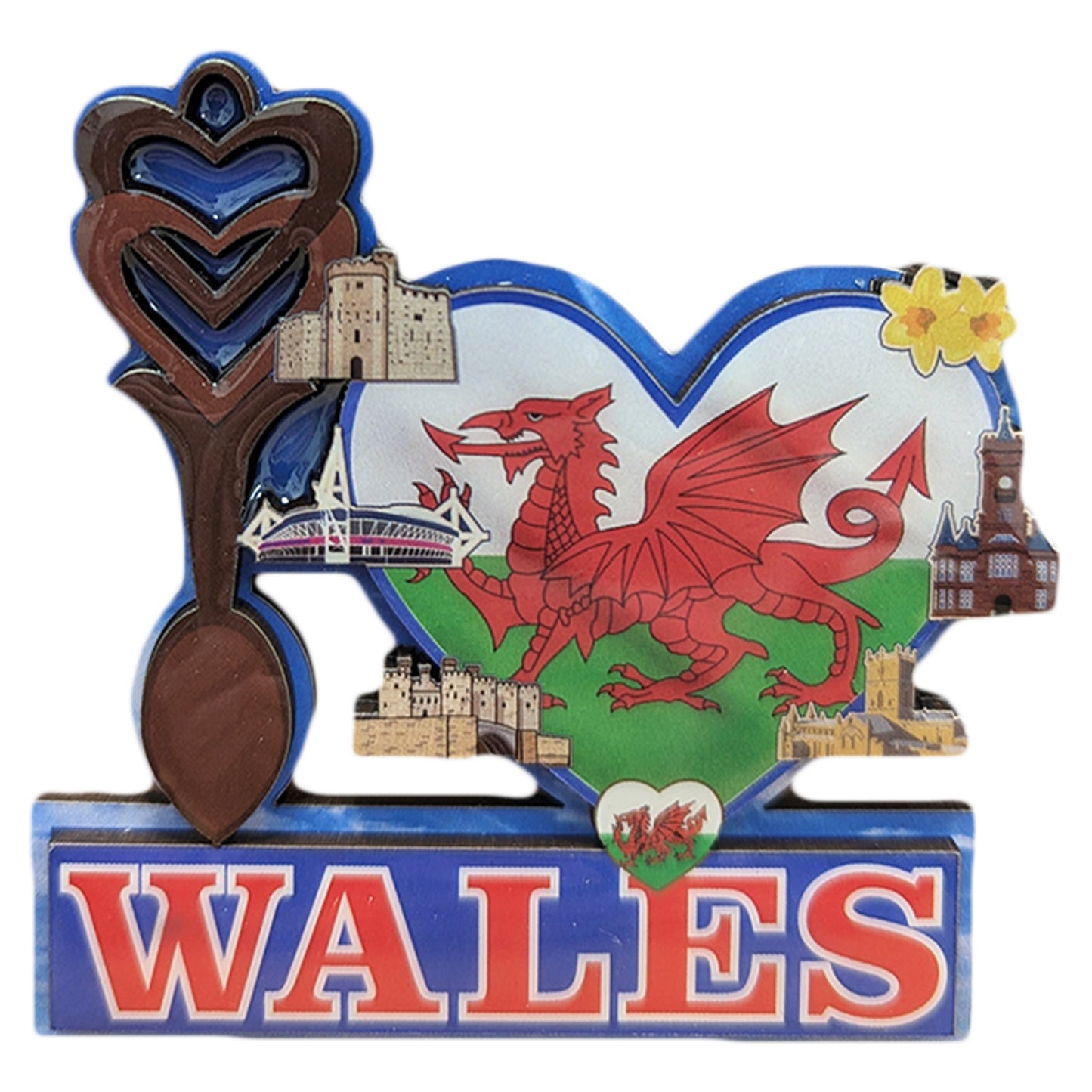 Wales Love Spoon & Landmarks 3D Epoxy Magnet (3DEM008)