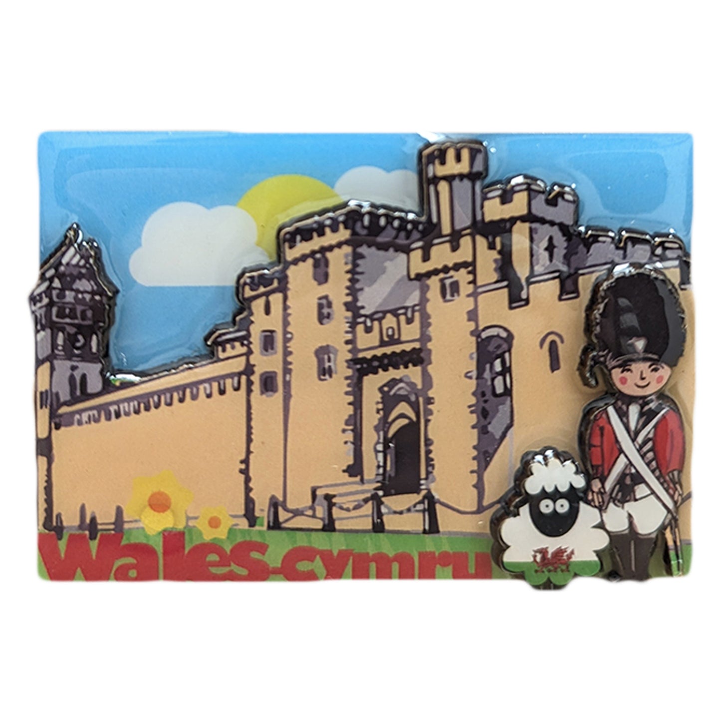 Wales Castle Royal Welsh & Sheep 3D Epoxy Magnet (3DEM011)