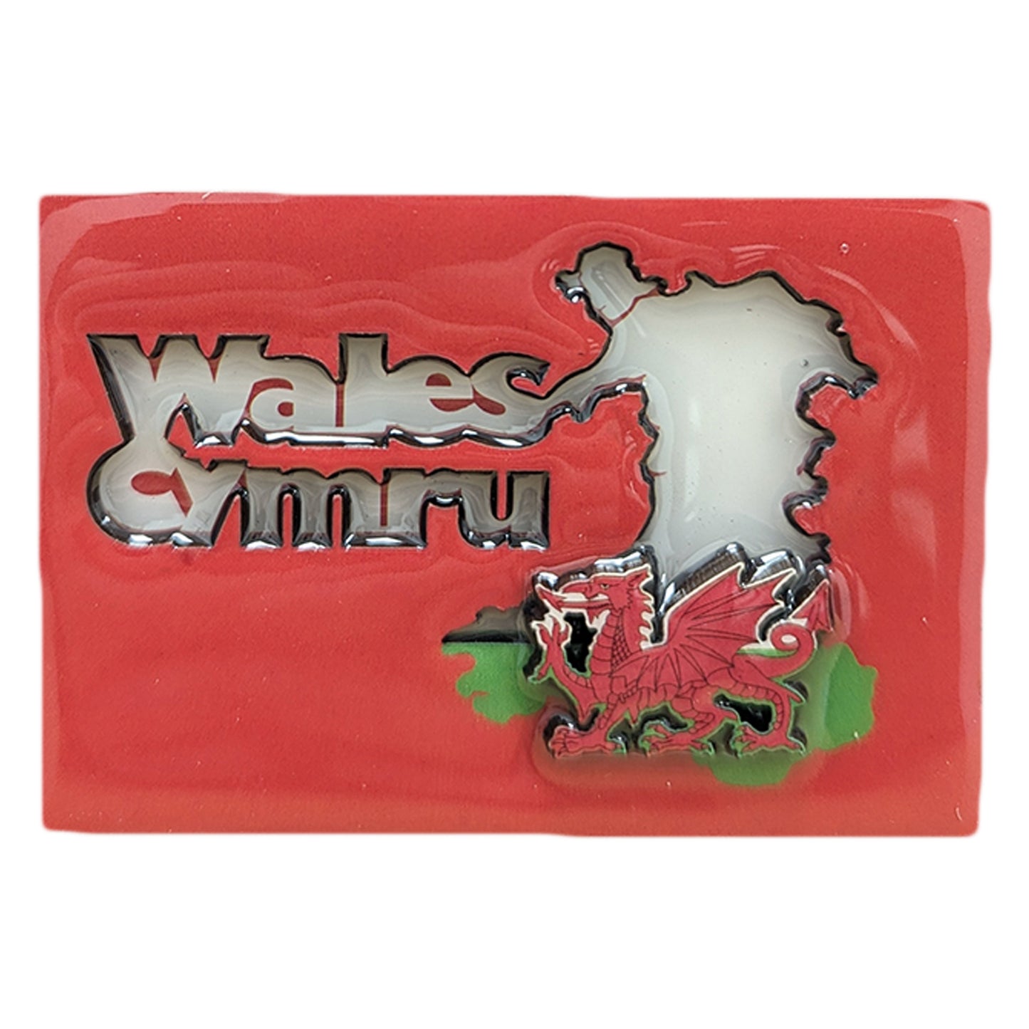 Wales Cymru Map Red Embossed 3D Epoxy Magnet (3DEM013)
