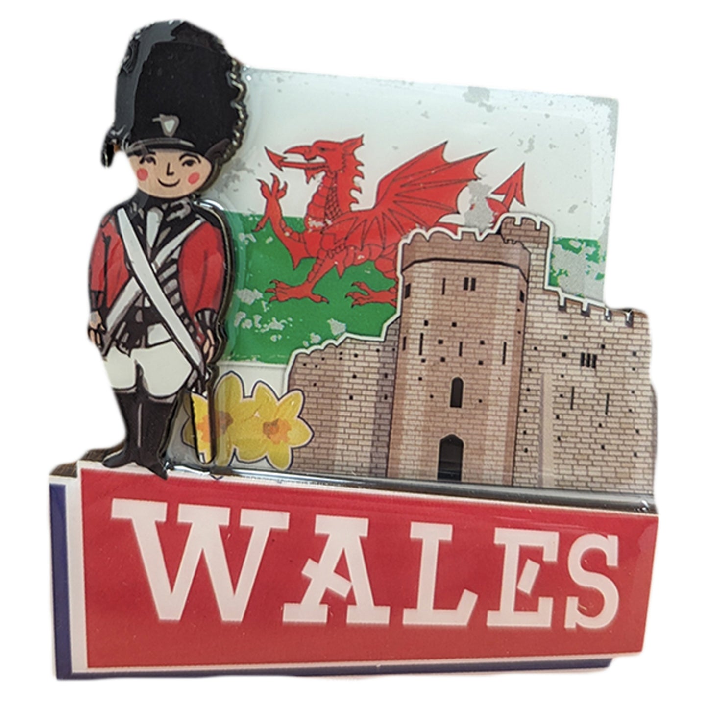 Wales Flag Daffodil Castle 3D Epoxy Magnet (3DEM014)