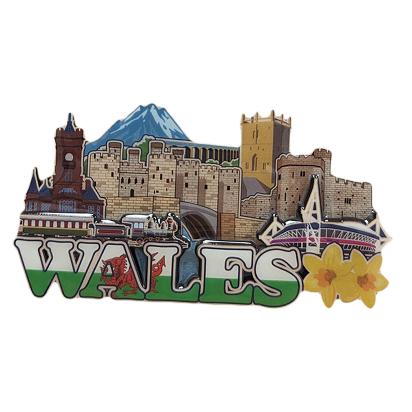Wales Iconic Landmarks Landscape 3D Epoxy Magnet (3DEM029)