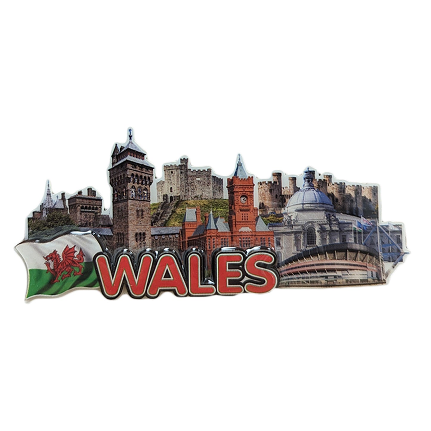 Wales Iconic Buildings Landscape 3D Epoxy Magnet (3DEM030)