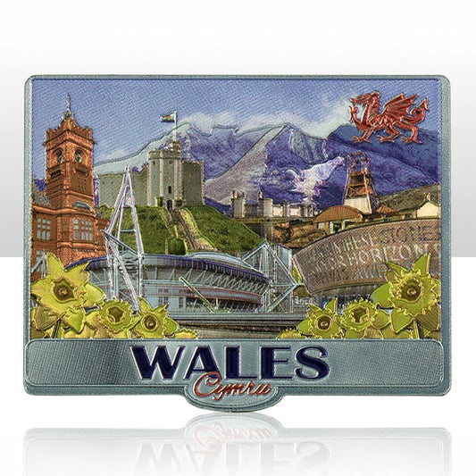 Wales Cymru Photo Montage Foil Stamped Magnet