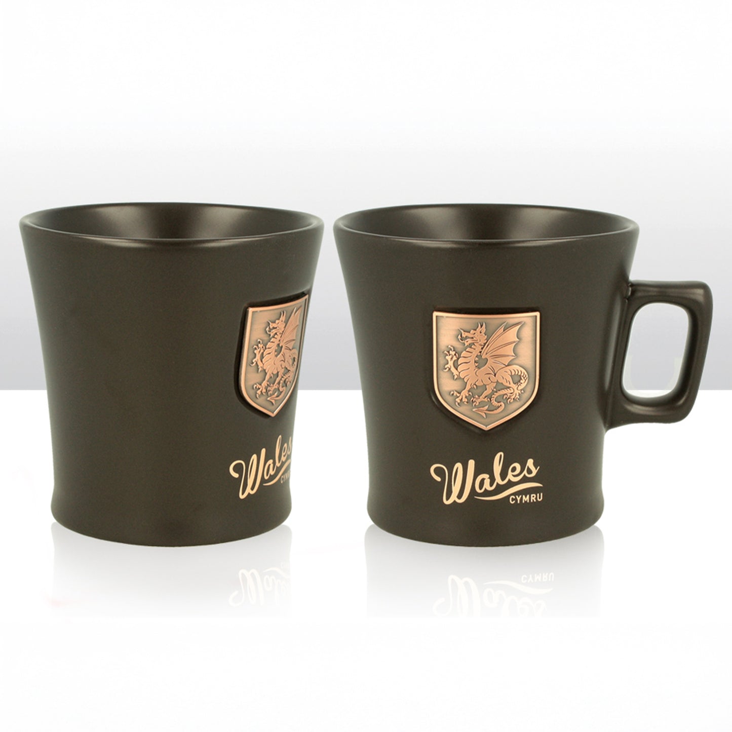 Wales Metal Shield Ceramic Black Mug