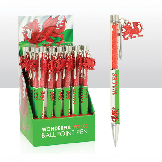 Wales Crystal Pen With Red Dragon Charm