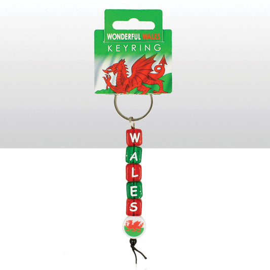 Wales Coloured Dice & Welsh Disc Keyring