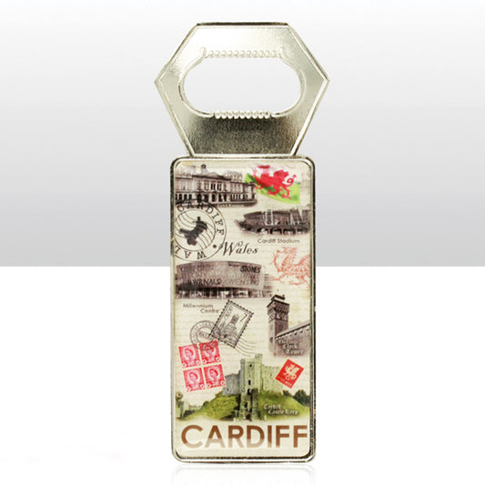 Cardiff Collage Metal Bottle Opener Magnet