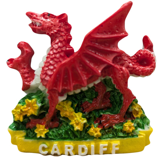 Welsh Dragon Daffodil Cardiff Resin Magnet (RSN4)