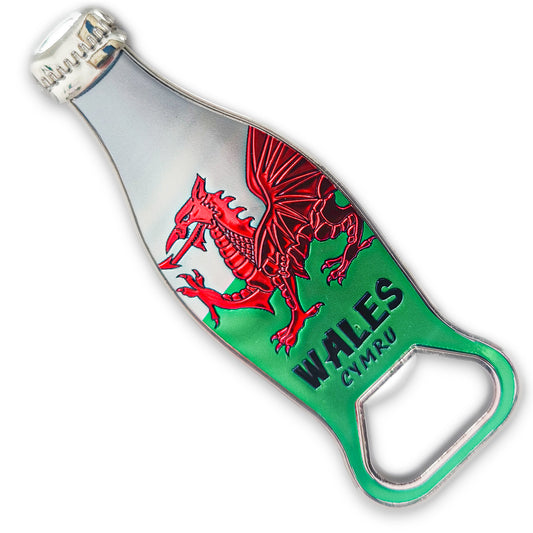 Wales Flag Bottle Opener Magnet (Bottle Shape) (MG002)