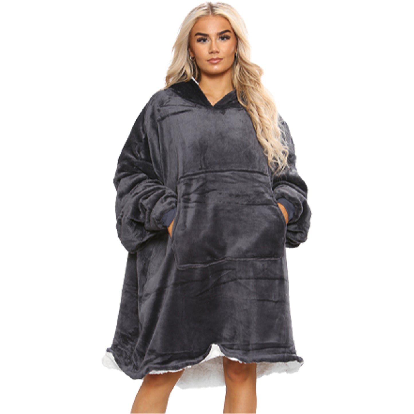 Oversized Sherpa Fleece Hoodies - Plain