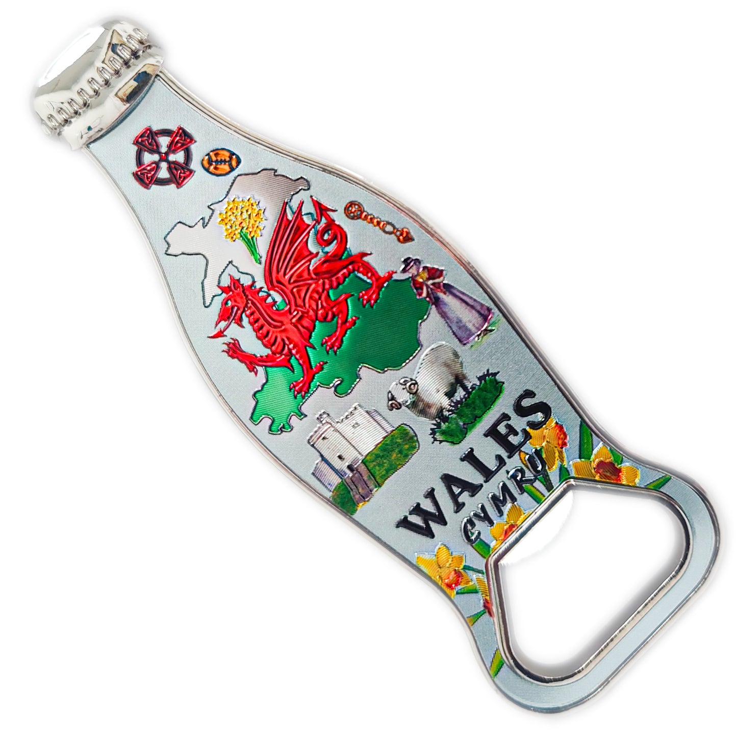 Wales Map Bottle Opener Magnet (Bottle Shape) (MG003)