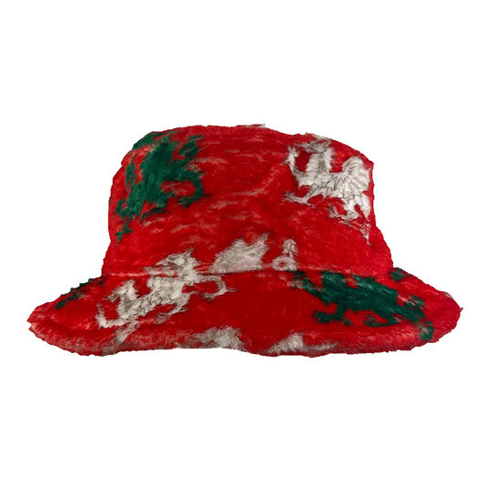Multi Welsh Dragon Fleece Bucket Hat