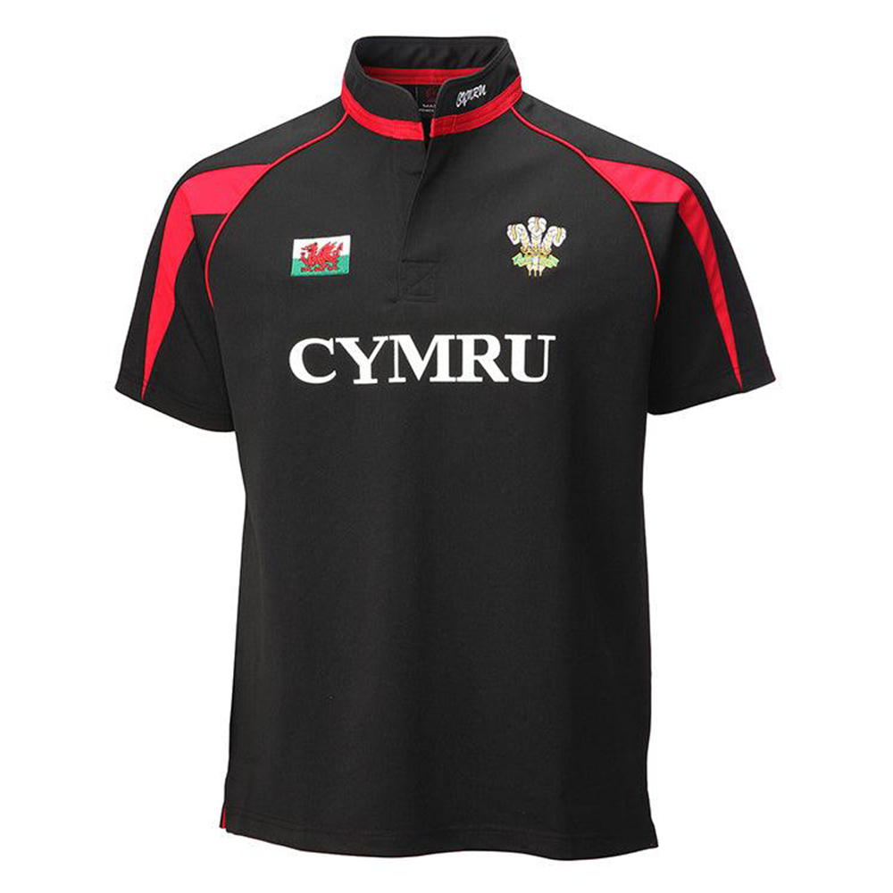 Black Poly CYMRU Rugby Shirt