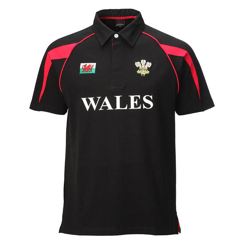 Black Poly Style WALES Rugby Shirt