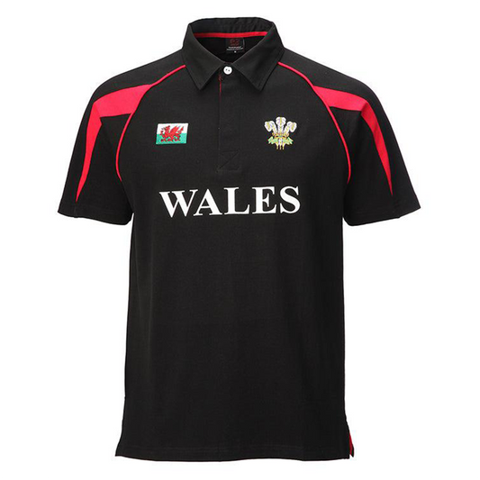 Kids Black Poly Style WALES Rugby Shirt