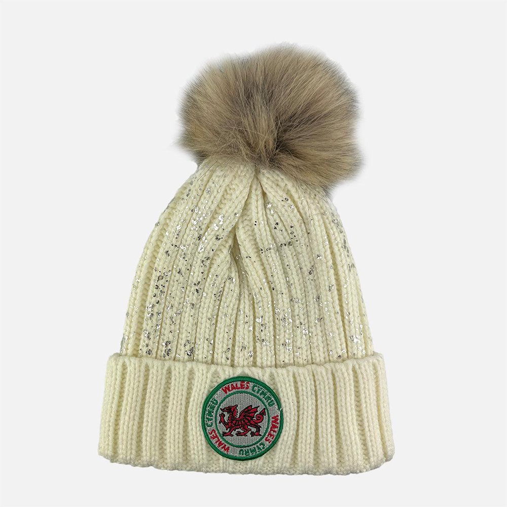 Wales Cream Glitz Bobble Hat