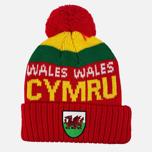 Wales Cymru Gold Bobble Hat