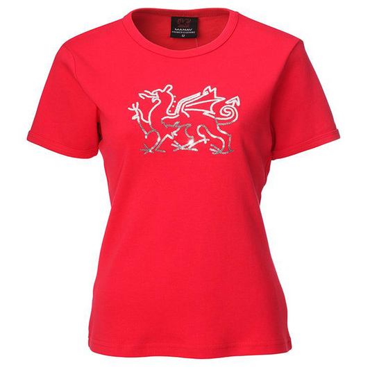 Ladies Welsh Sequin Dragon Skinni T-Shirt
